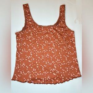 Pink Rose, Orange/pink, Size Medium Regular Tank Top, Sorta Cropped Partially